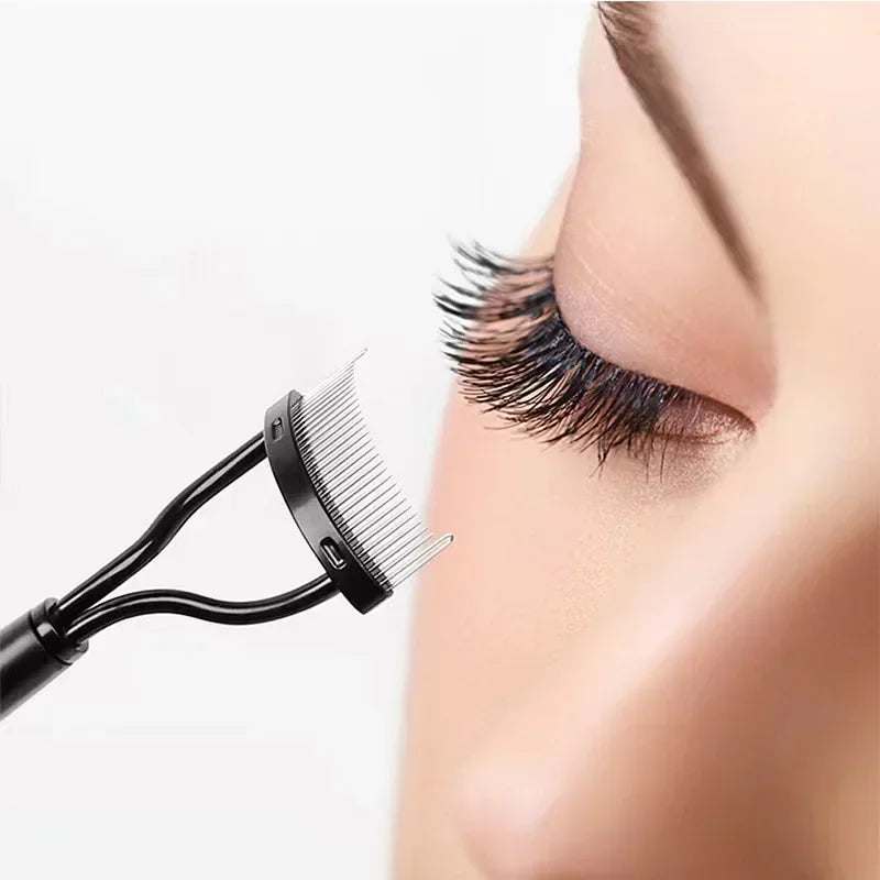 Eyelashs Brush Comb 1pc Eyelash Separator Metal Teeth Foldable Eye lash Curler Beauty Makeup Stainless Mascara Curl Make up Tool