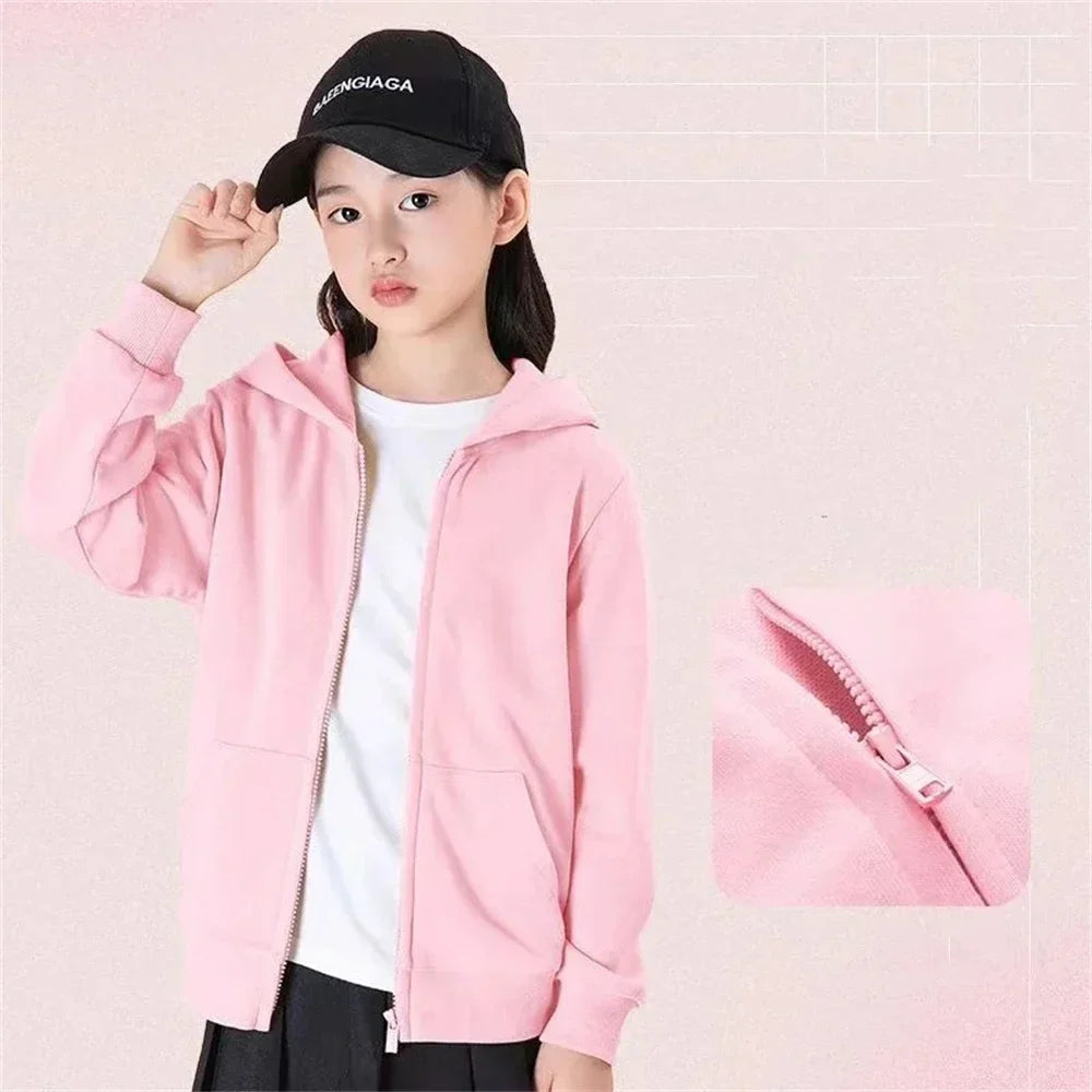 Kids Zip Up Hoodie, Unisex Cotton Blend Sweatshirt