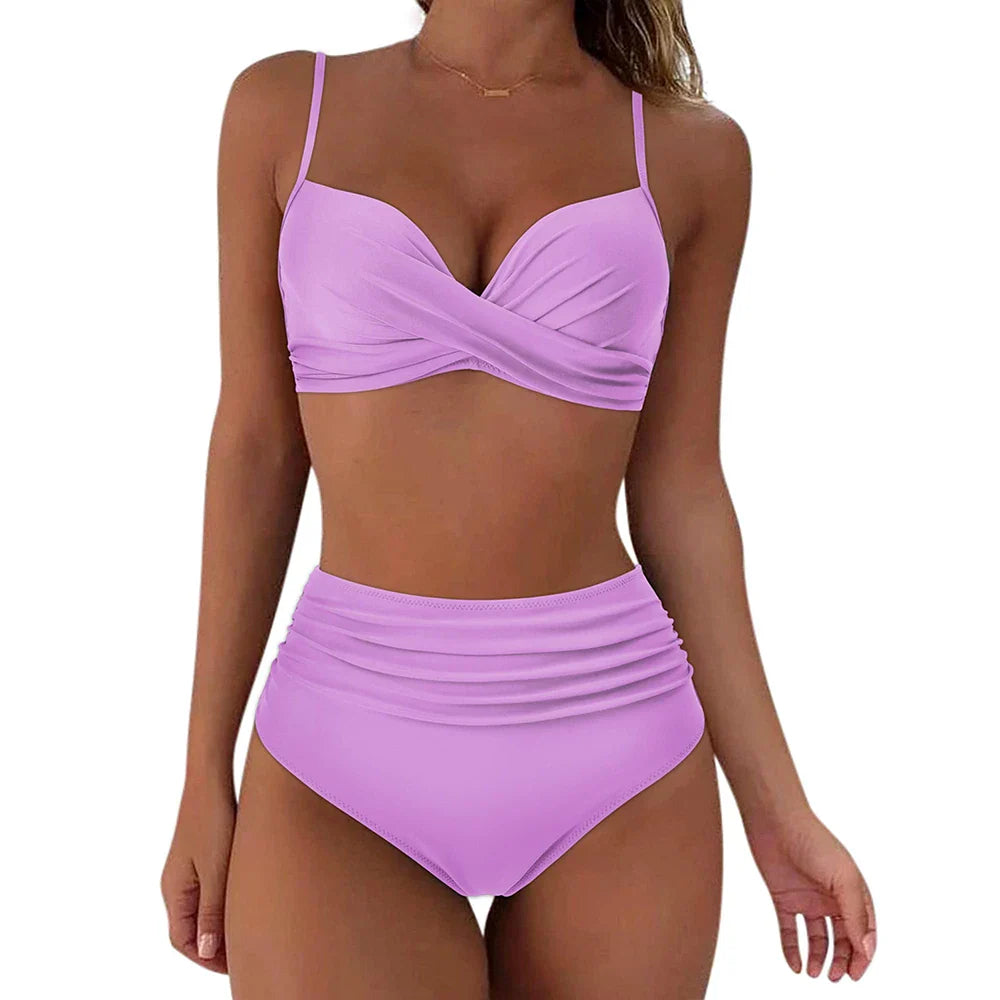 Vintage High Waist Bikinis 2025 Women Push Up Swimwear Printed Swimsuit Female Beachwear Summer Bathers Bathing Suit Swimming