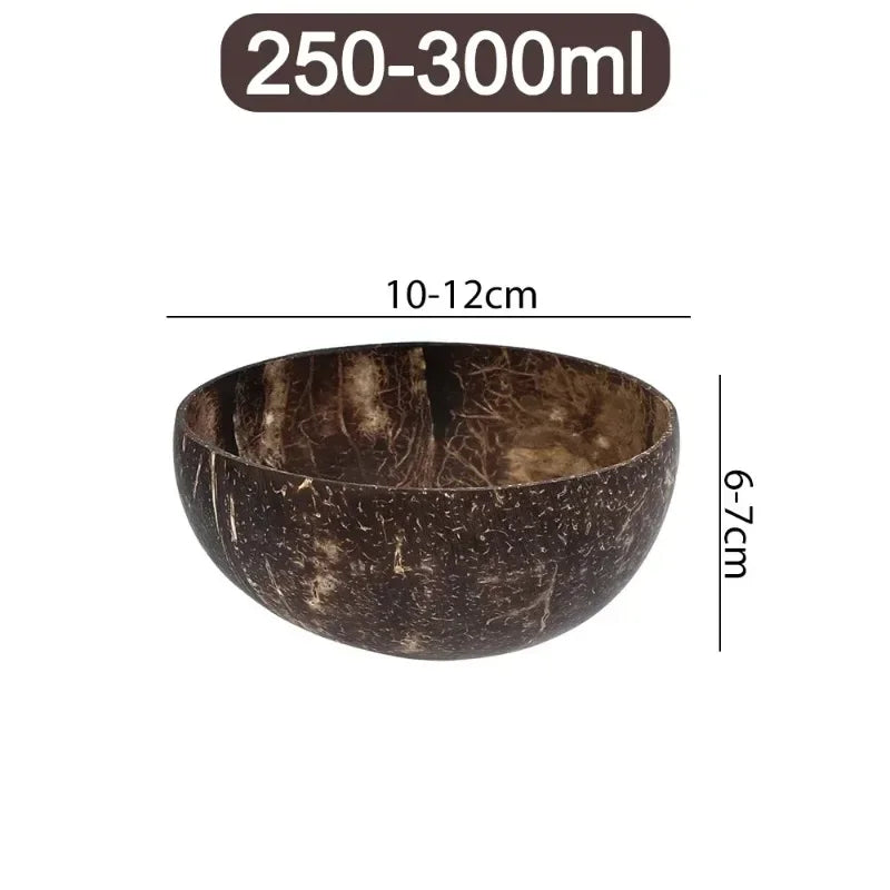 Natural Coconut Bowls And Wooden Spoon Sets Reusable Coconut Shell Bowls For Dessert Yogurt Fruit Salad Kitchen Tableware