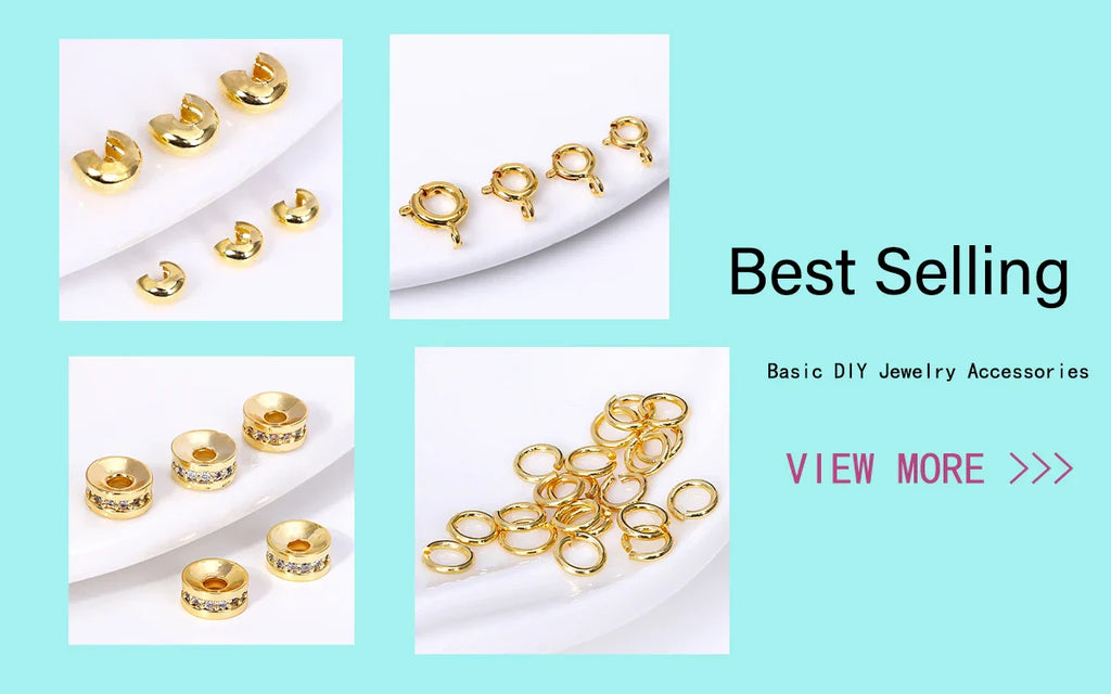 18K Gold Plated Separators For Bead,Spacers Beads For Jewelry Making,Brass Metal Round Beads,DIY Bracelets/Necklace Accessories