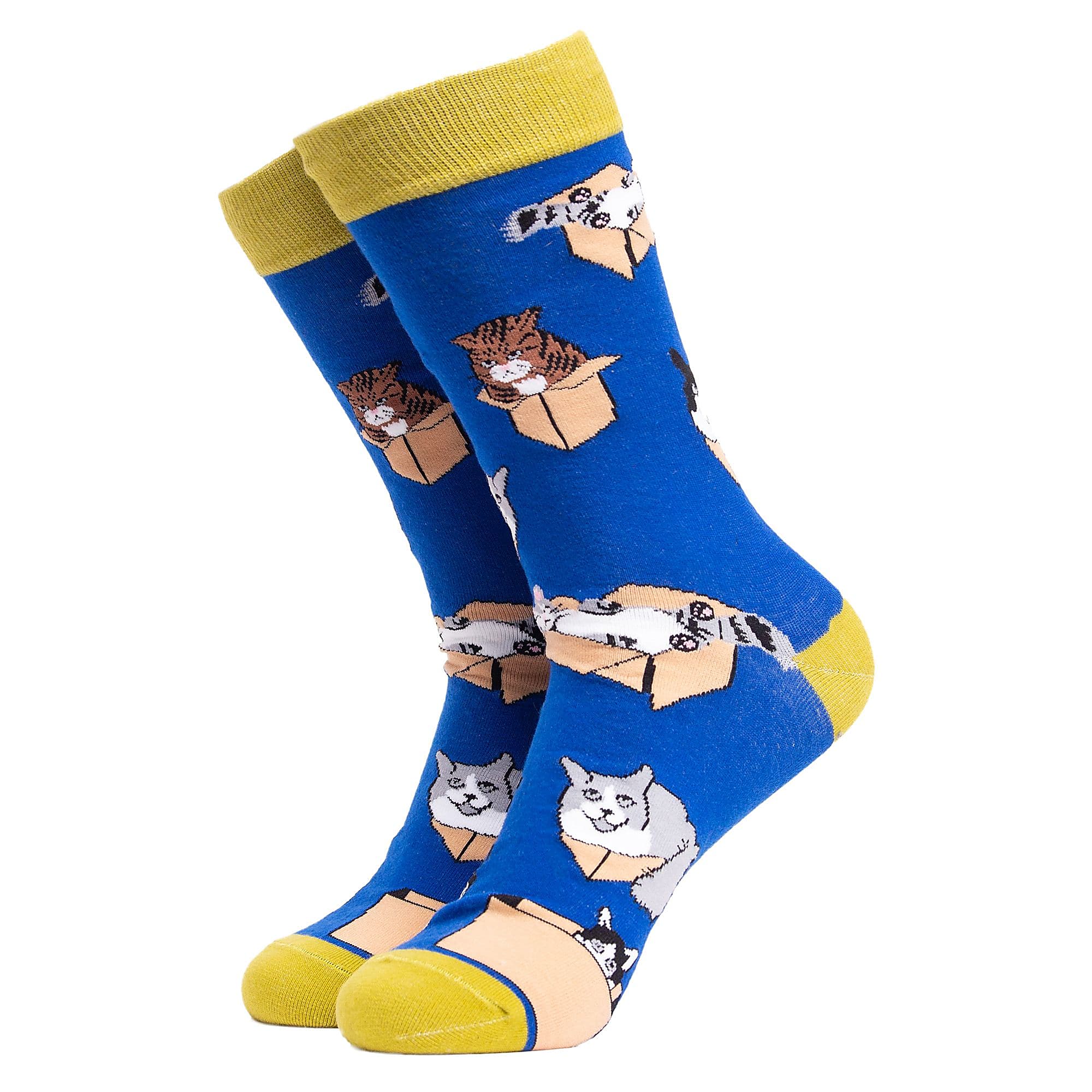 1 Pack Mens & Ladies Cat Print Crew Cotton Socks