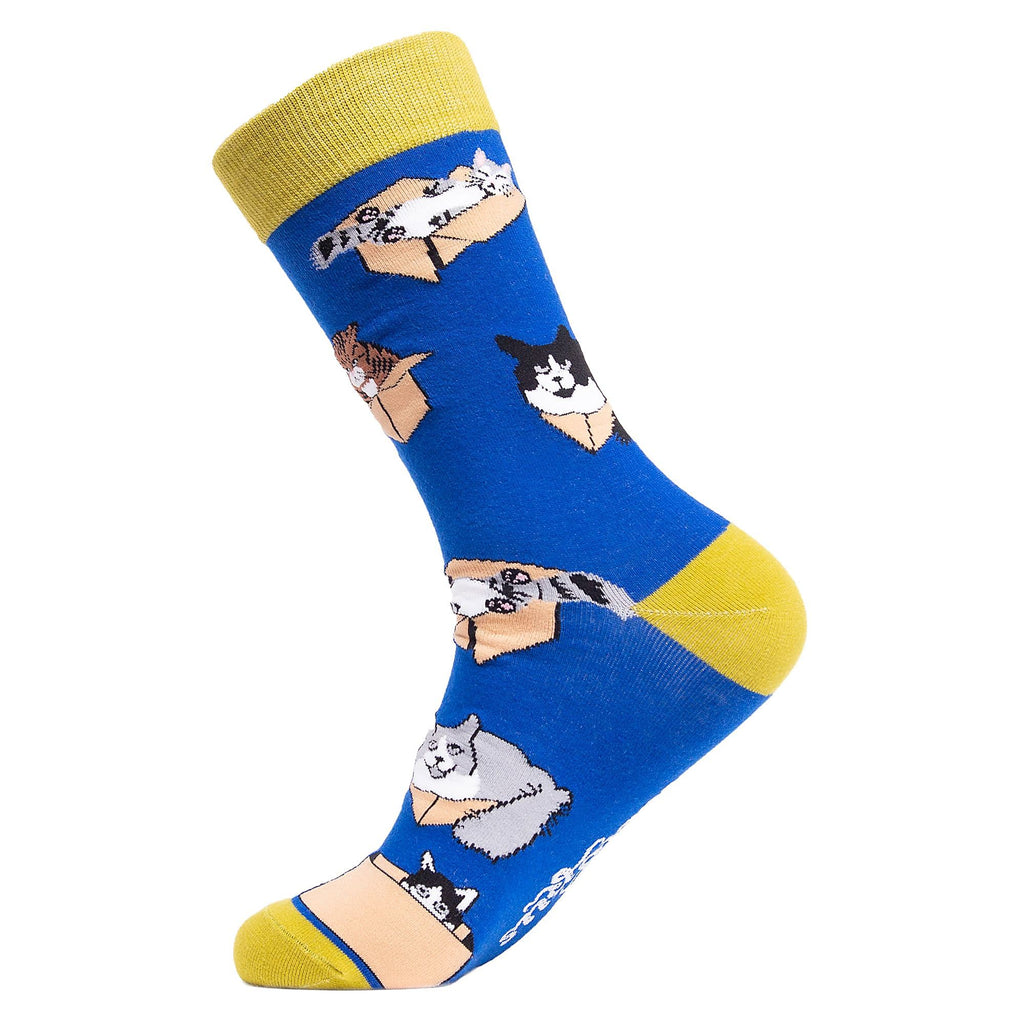 1 Pack Mens & Ladies Cat Print Crew Cotton Socks