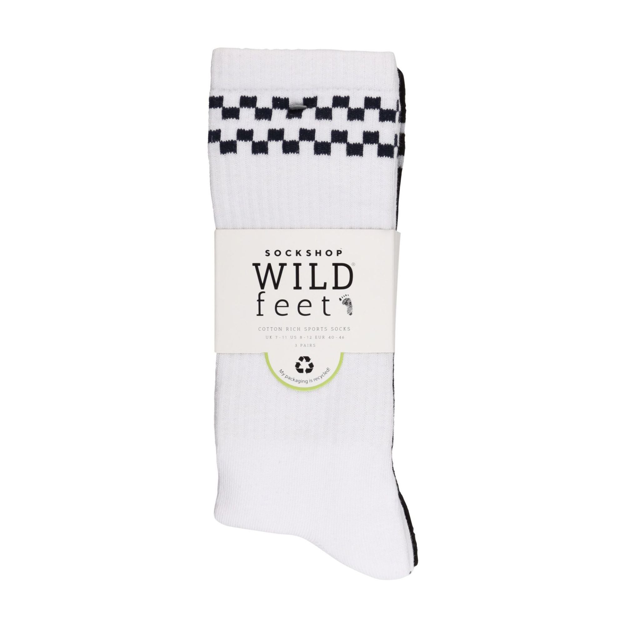 3 Pack Mens Retro Double Stripe Sport Socks