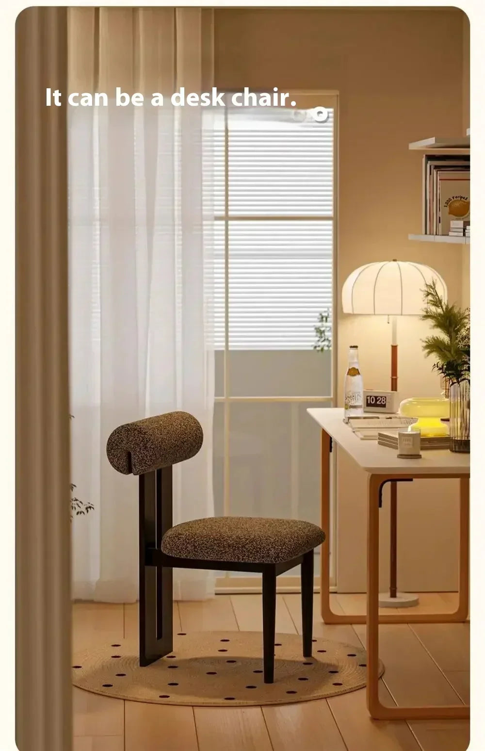 Modern Bouclé Dining Chair with Padded Backrest – Accent Chair