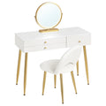 1SET Vanity Dressing Table Cosmetic Make up Table with Lighting Adjustable LED Mirror Light 3 Drawers Velvet Stool for Bedroom