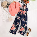 Spring and summer girls fashion outdoor leisure vacation 2-piece pink suit +