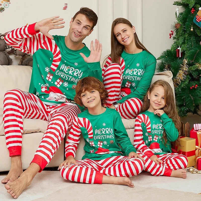 2025 Christmas Family Matching Pajamas Adult Kid Baby Outfits Tops+Pants 2PCS