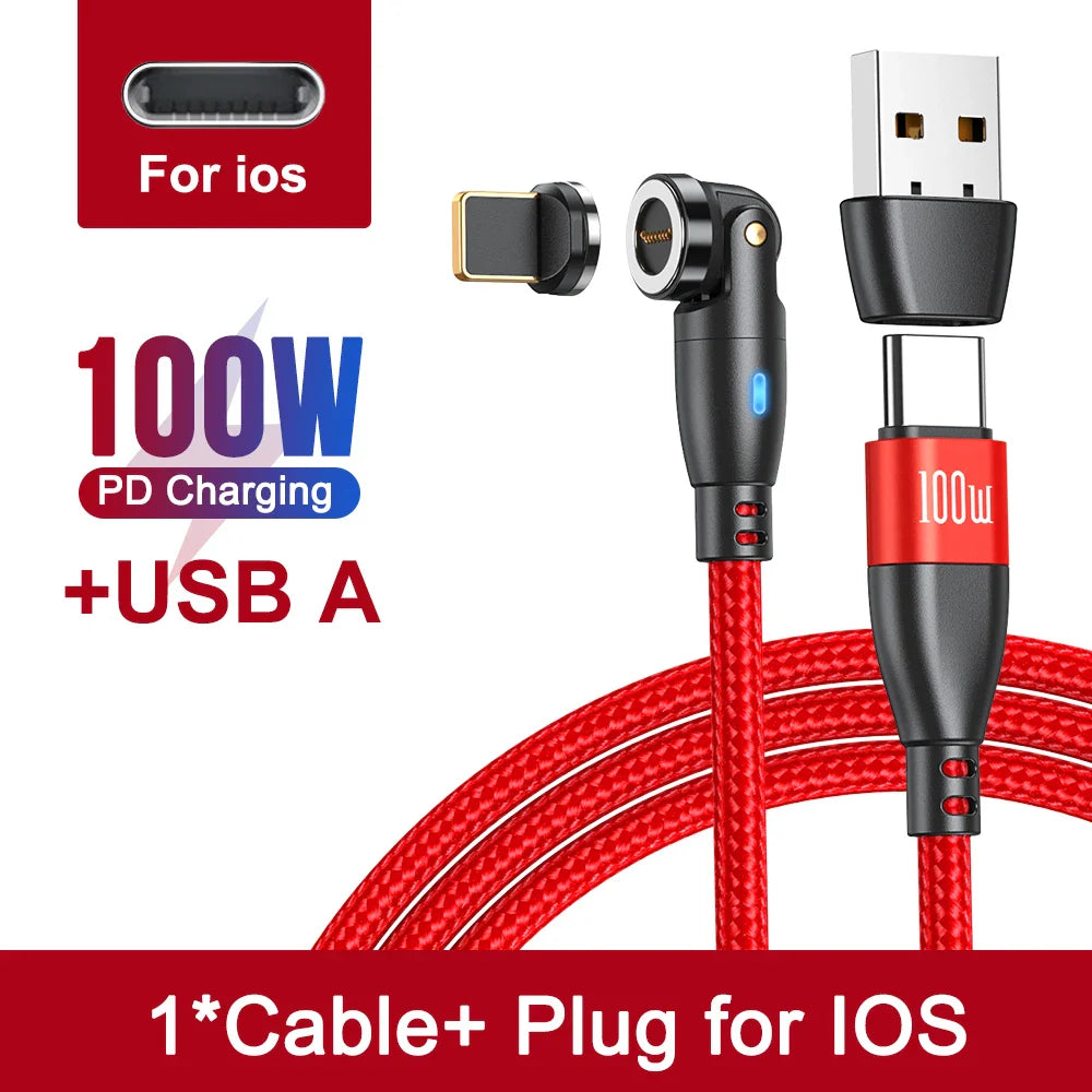 AUFU 100W Magnetic USB Type C Cable 5A Fast Charging Micro Type C Cable For Macbook Samsung for iPhone Magnet Charger Wire Cord