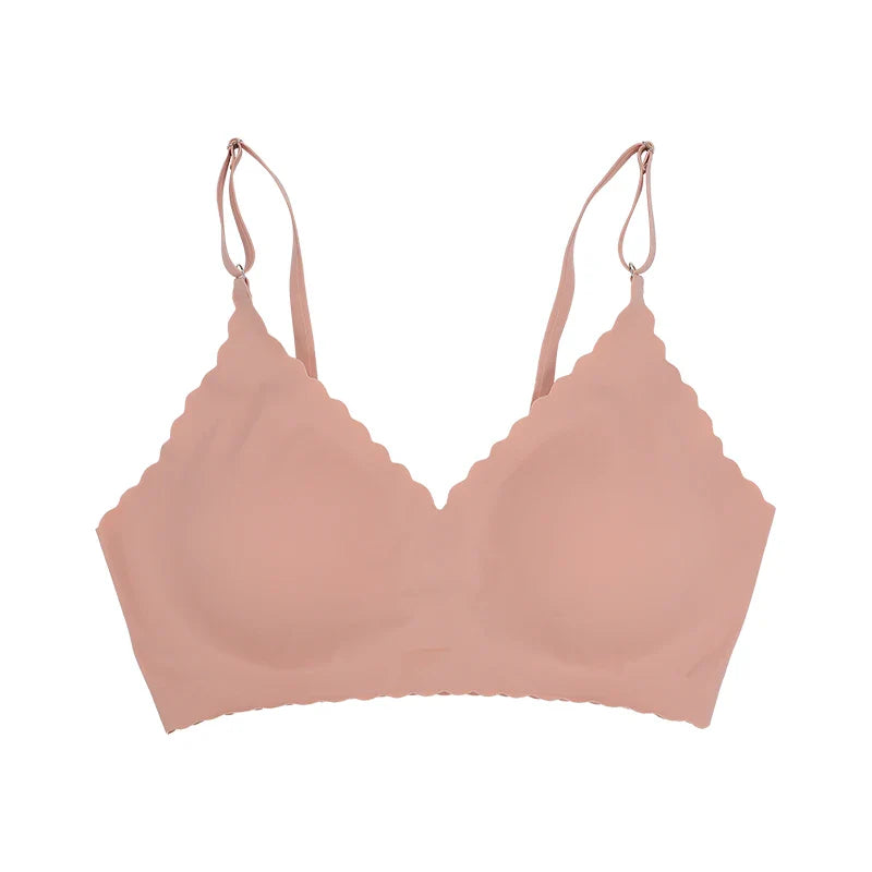 Hot Sale 9 Colors Comfy Bra WireFree Padded Wavy Edge Korea Laser Cutting Invisible Yoga Wear Ladies Bra Seamless Women Bra