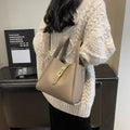 Luxury PU Leather Bucket Bag for Women Large Capacity Handbag with Inner Bag Double Handle Magnetic Closure Shoulder Bag Satchel