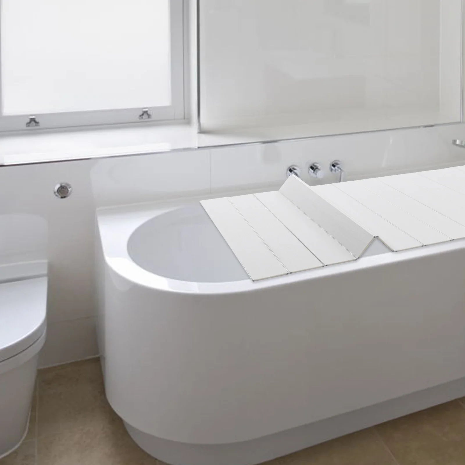 Bathtub Cover Foldable Board Waterproof Dustproof Bathtub Tray Insulation PVC Durable Panel for Home Bathroom Spa 75 x 170 cm