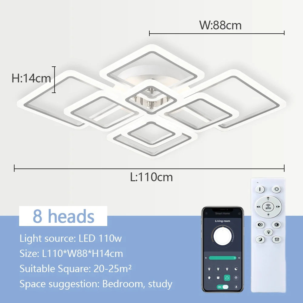 Modern LED Ceiling Light Dimmable Ceiling Lamp Fixture  Acrylic Flush Mount Ceiling Chandelier Lighting for Living Room Home