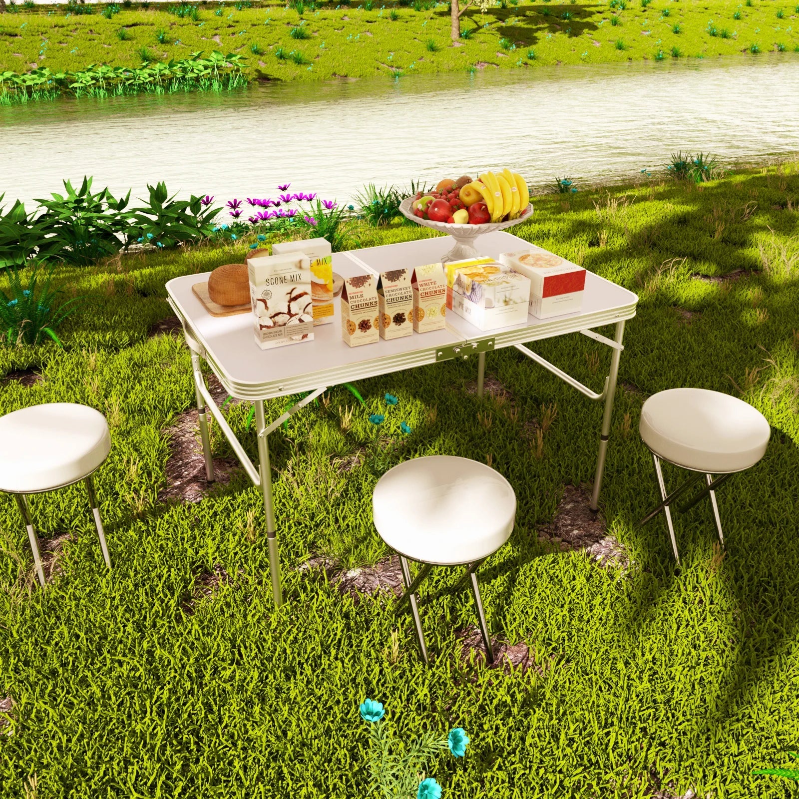 Portable Camping Table Aluminum Lightweight Folding Table 2 Height Adjustable Garden Table Picnic BBQ Table for Camping, Party &