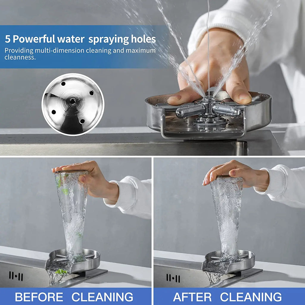 304 Stainless Steel Glass Rinser for Kitchen Sinks Glass Cup Bottle Washer Cleaner Beer Bar Glass Rinser Faucet Sink Accessories