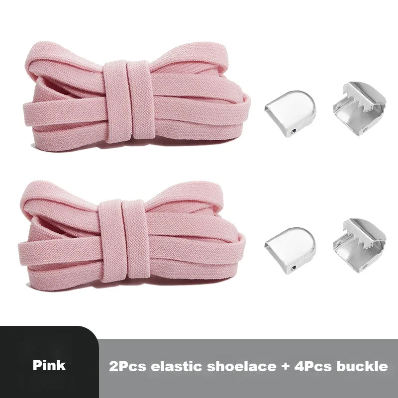 Flat Elastic Shoe Laces Sneakers No Tie Shoelaces for Shoes Tennis Quick Shoelace Clips Without Ties Shoe Accessories Kids Adult