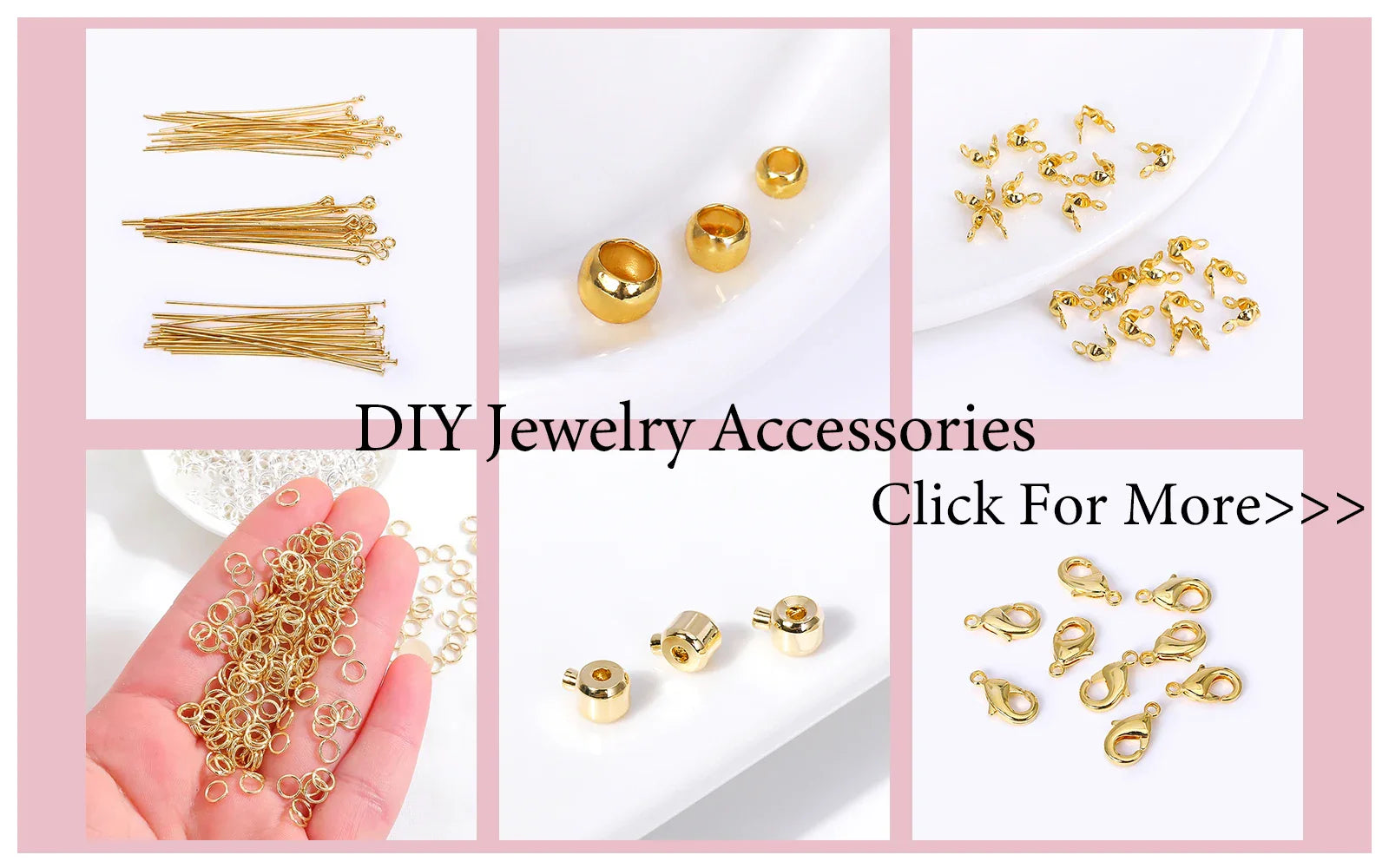 18K Gold Plated Separators For Bead,Spacers Beads For Jewelry Making,Brass Metal Round Beads,DIY Bracelets/Necklace Accessories
