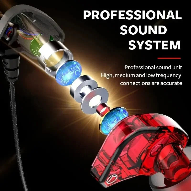 HIFI 6D Surround Bass In-Ear Wired Headphones 3.5mm Type C Earphone Sports Waterproof Gaming Headset Handfree Earbuds with Mic