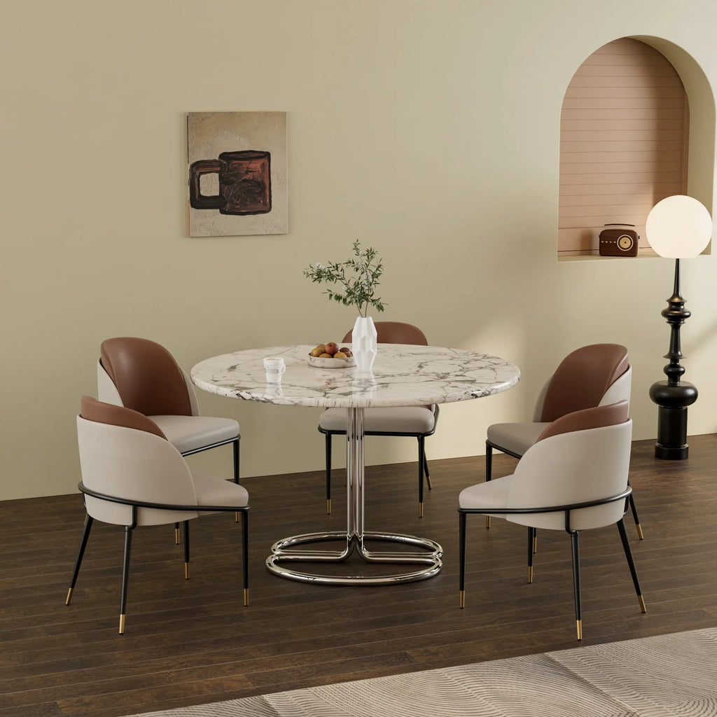 Luxurious Upholstered Dining Room Chairs Set, Microfiber Silicone Leather, 2 Colors, Kitchen Chairs