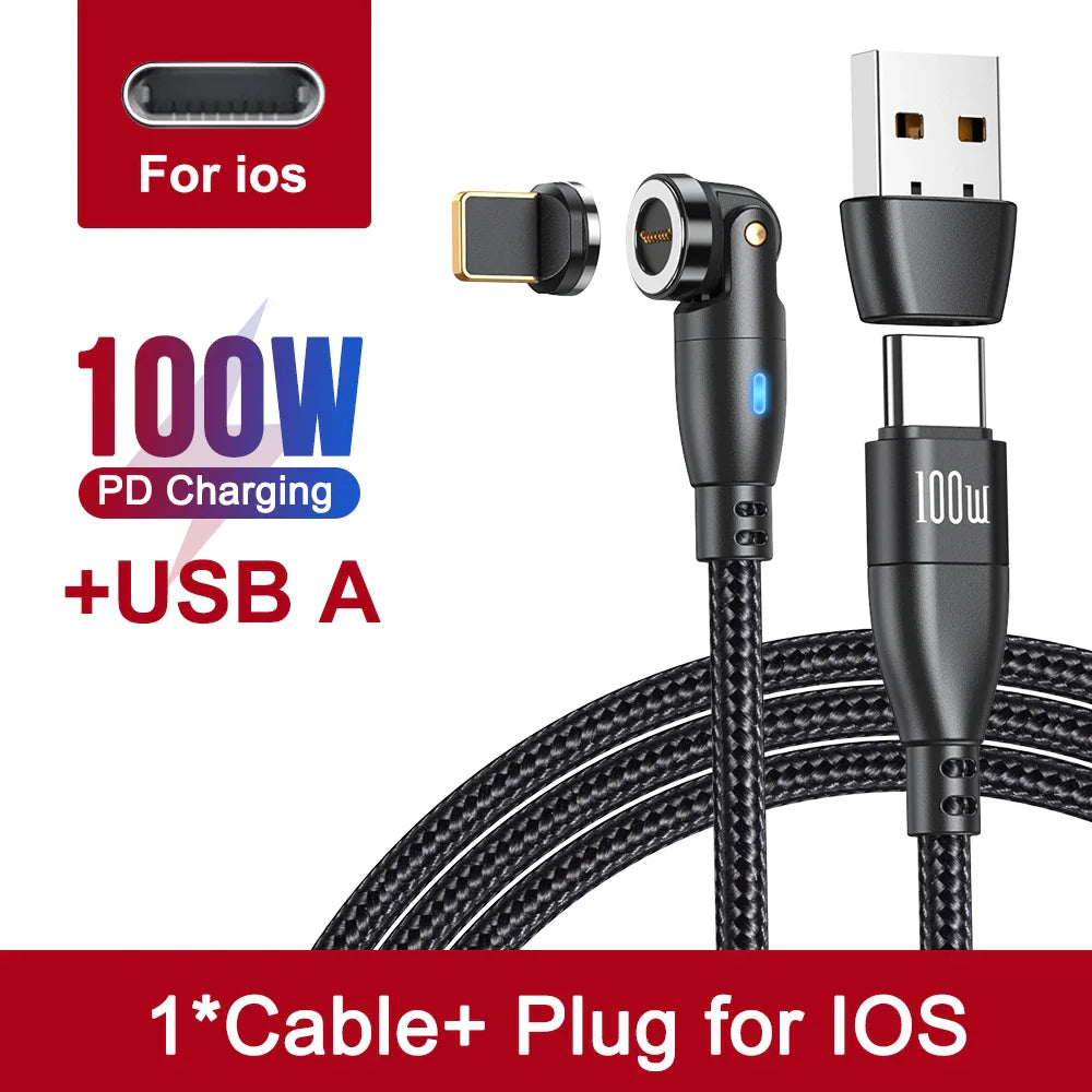 AUFU 100W Magnetic USB Type C Cable 5A Fast Charging Micro Type C Cable For Macbook Samsung for iPhone Magnet Charger Wire Cord