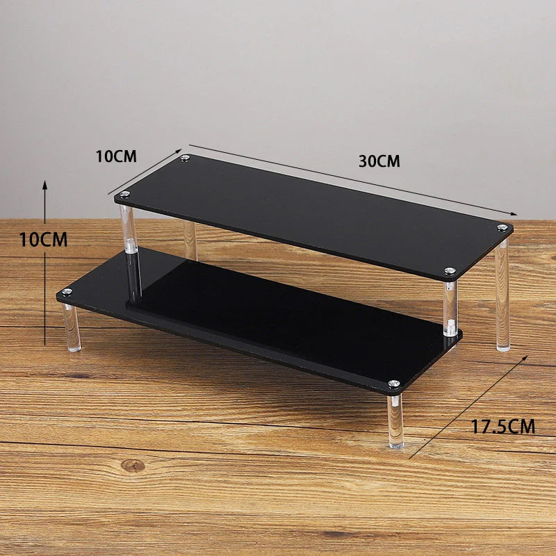 Acrylic Riser Display Stand Perfume Organizer Shelves for Amiibo Funko Figures Toys Cupcake Desserts Collection Cosmetic Jewelry