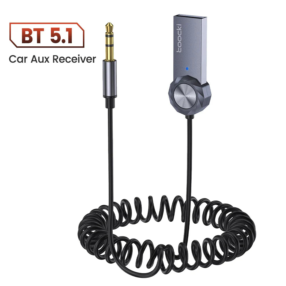 Toocki Wireless Bluetooth 5.1 Receiver Adapter 3.5mm Jack Audio Music Dongle USB Car Bluetooth Transmitter for Aux Car Speaker