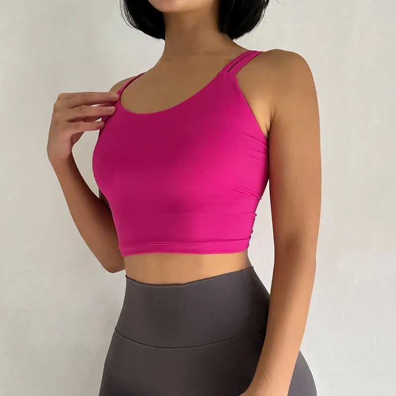 Women's Sports Bras Fitness Top, Sexy Lingerie, Push Up Fixed Pad, Yoga Bra, Back knotted Underwear, Running Vest, Gym Tops