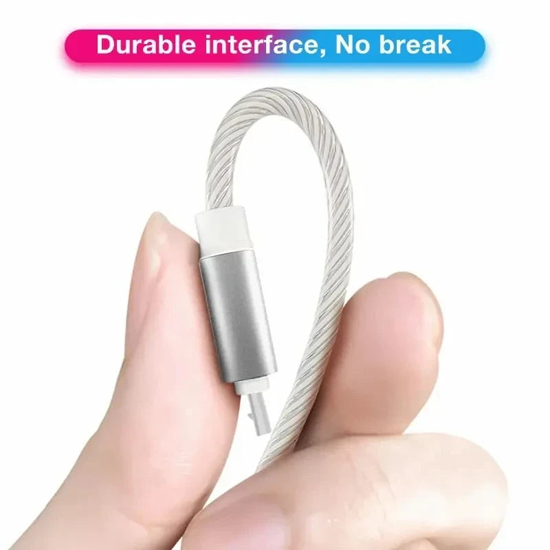 1m 3.28ft Type C Glowing Cable Mobile Phone Charging Cables LED Light Charger For Samsung Xiaomi iPhone Charge Wire Co