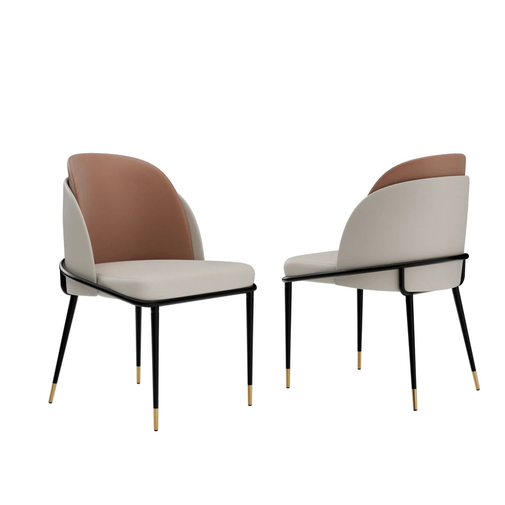 Luxurious Upholstered Dining Room Chairs Set, Microfiber Silicone Leather, 2 Colors, Kitchen Chairs