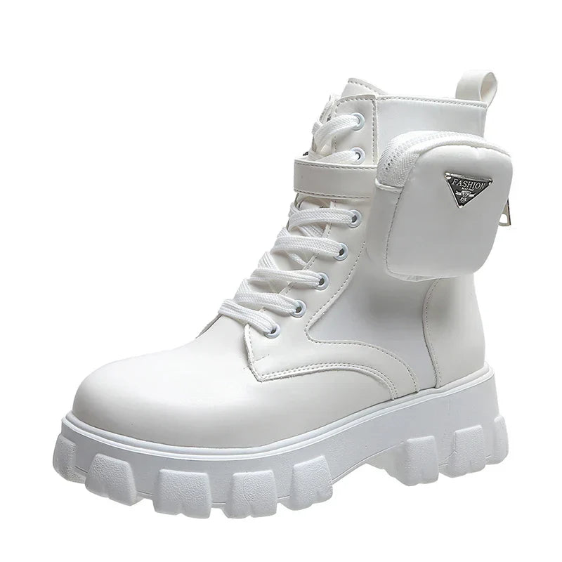 Women Motorcycle Leather Classic Punk Boots
