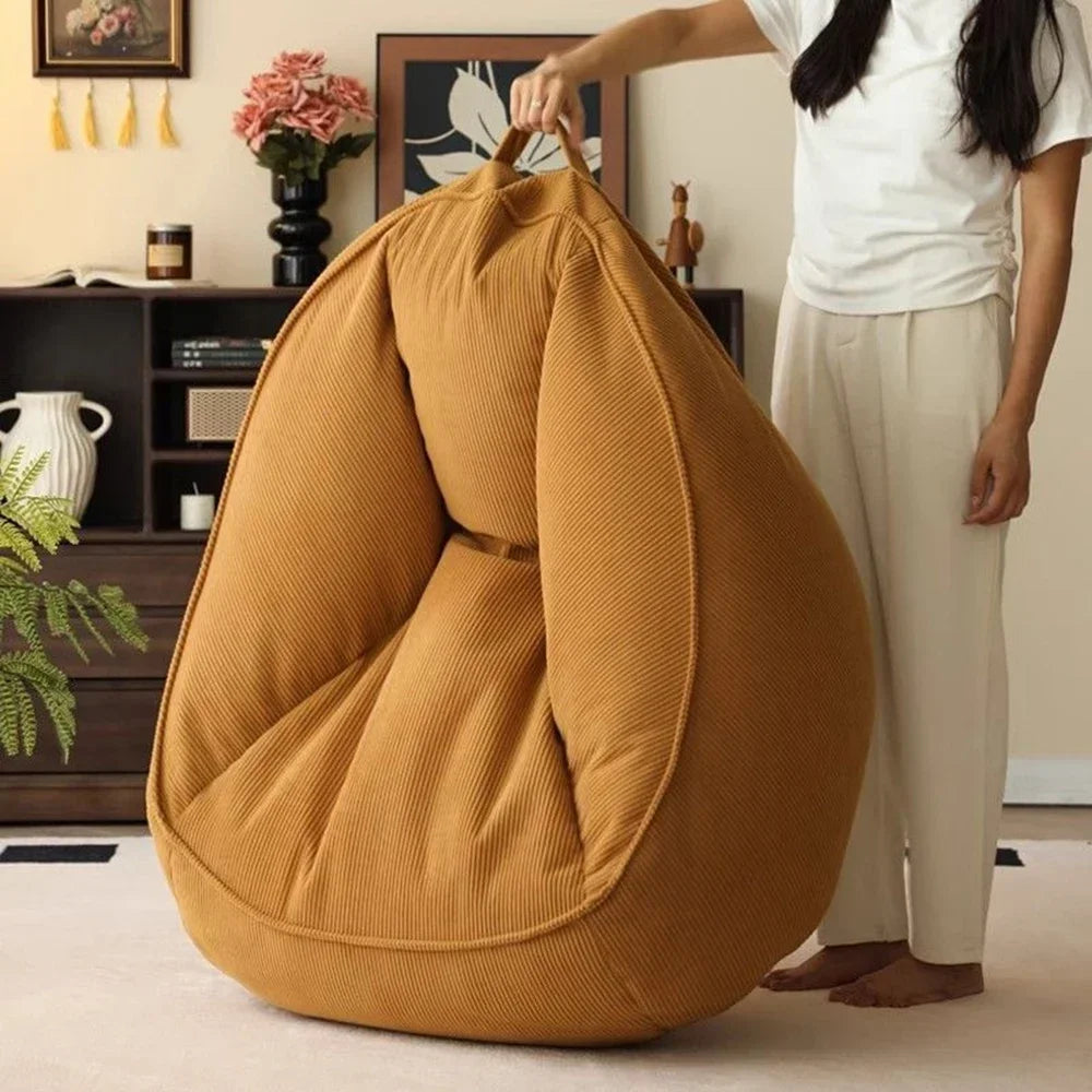 Single Lazy Bean Bag Sofa with Footrest Padding