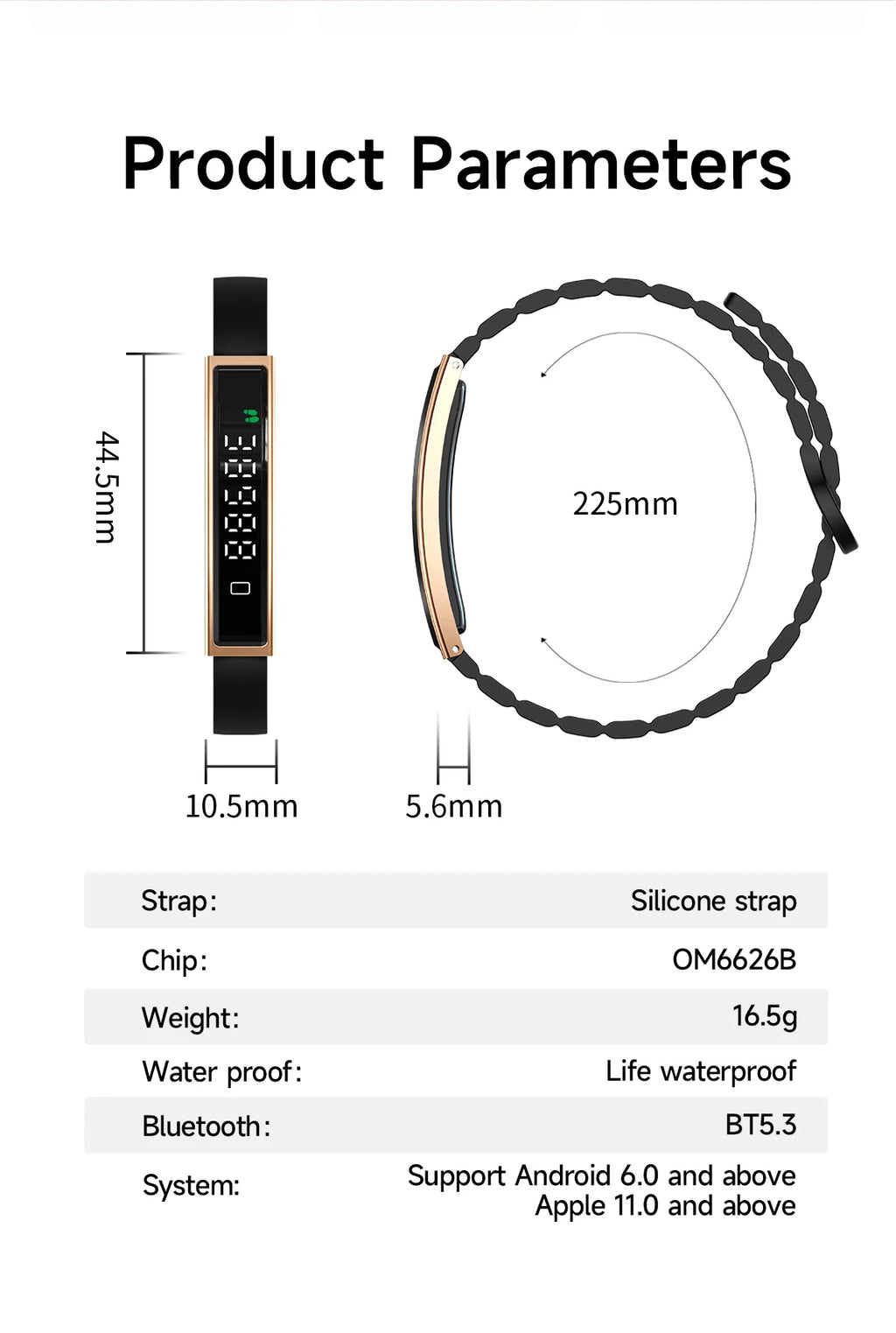 Health & Fitness Smart Bracelet with Heart, Sleep & Activity Tracking