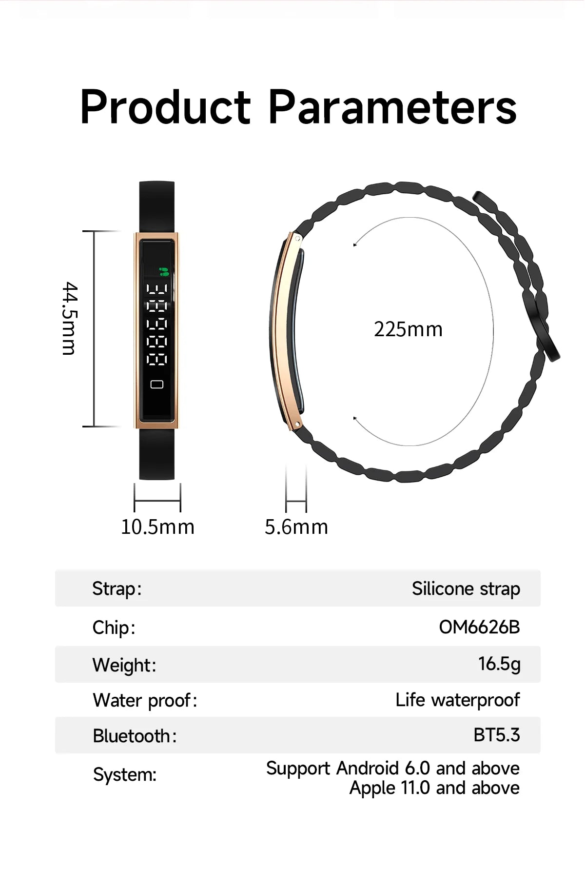 Health & Fitness Smart Bracelet with Heart, Sleep & Activity Tracking