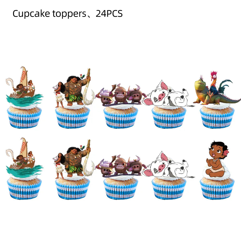 Disney Moana Birthday Decoration Tableware Cup Plate Backdrop Banner Kit Vaiana Moana Theme Happy Party Deco Balloons Supply Set