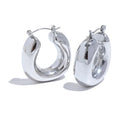 Yhpup High Quality Stainless Steel Round Geometric Chunky Hoops Earrings for Women Charm Metal Simple Fashion Jewelry Waterproof