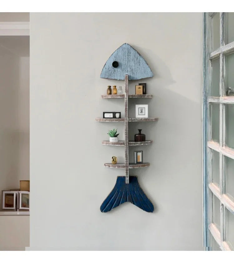 Mediterranean Fishbone Wall Shelf – 3D Wooden Wall Decor & Storage (Flat, Pointed or Vertical)