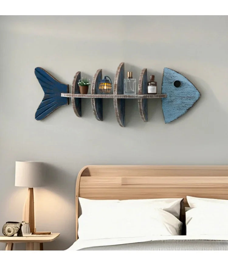 Mediterranean Fishbone Wall Shelf – 3D Wooden Wall Decor & Storage (Flat, Pointed or Vertical)