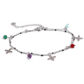 Yhpup Colorful Natural Stone Bead Flower Chain Stainless Steel Beach Anklet for Women Exquisite Summer Jewelry Bijoux Femme