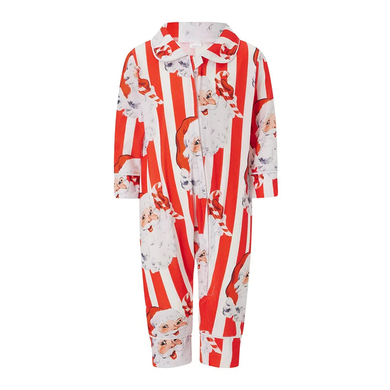Family 2 Piece Satin Christmas Pyjamas Set Santa Print Long Sleeve Button down Sleepwear Matching Holiday Jumpsuit