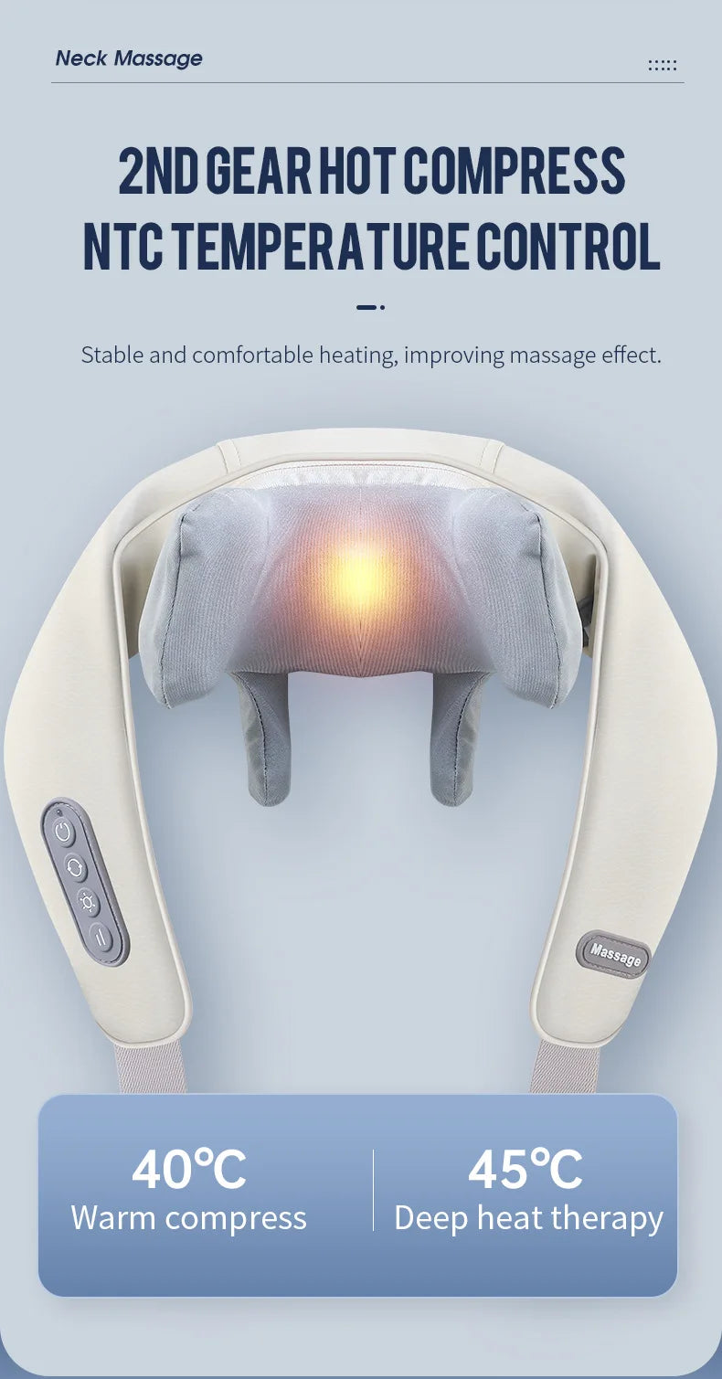Wireless Neck And Back Massager Neck And Shoulder Kneading Massage Shawl Neck Cervical Relaxing Trapezius Massager