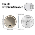 Dual Lighted Bluetooth Music LED Bathroom Mirror Touch Antifog Wall Vanity Mirror 3 Colors Adjustable Round/Square