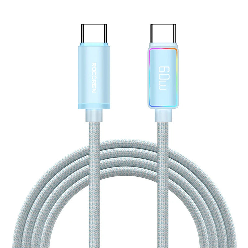 Rocoren 240W 5A High Power Fast Charging Type C Cable 100W PD 3.1 USB C Quick Charging Date Cord For iPhone Samsung Laptop iPad