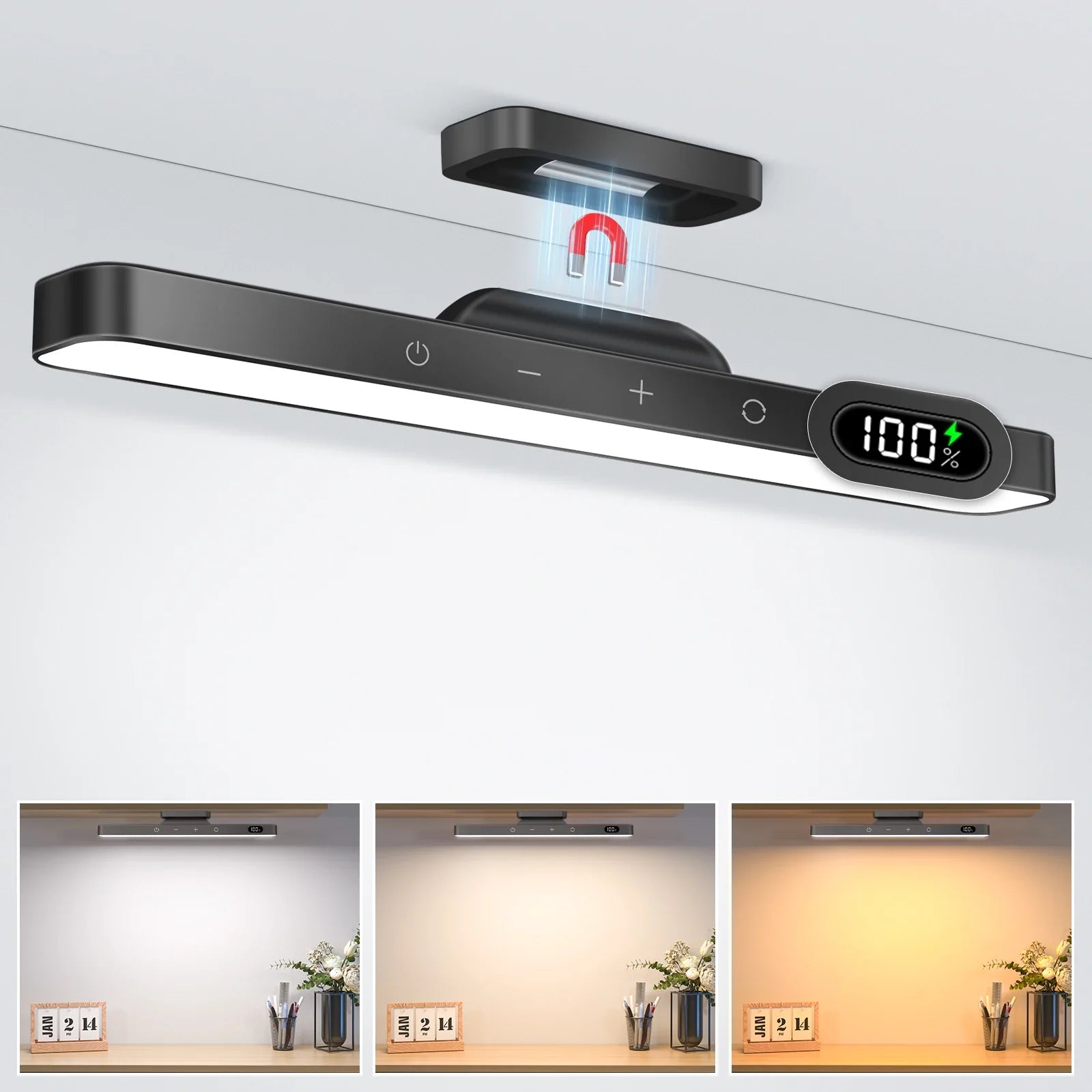 Rechargeable LED Mirror & Cabinet Light Bar – 3 Color, Dimmable, Magnetic, Remote Control