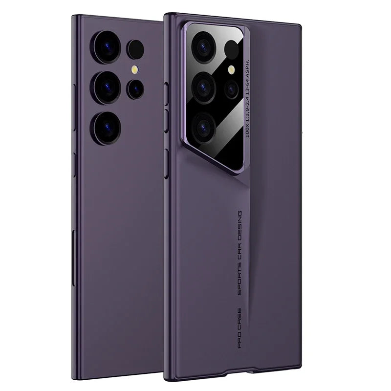 Ultrathin Blade Mecha Hard PC Matte Phone Case For Samsung Galaxy S24 S23 S22 Ultra Lens Protection Frosted Shockproof Cover
