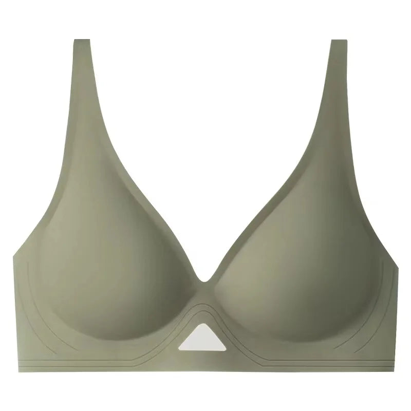 Seamless Bras For Women Wireless Bra Push Up Deep V Glossy Underwear Female Bralette Invisible Padded Brasiere Sexy Lingerie