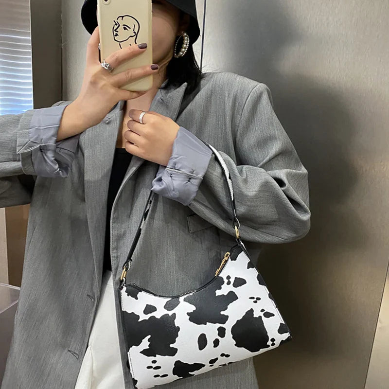 Fashion Zebra Print Women Luxury Handbag PU Leather Simple Underarm Shoulder Bags Female Daily Design Clutch Totes Purse Pouch