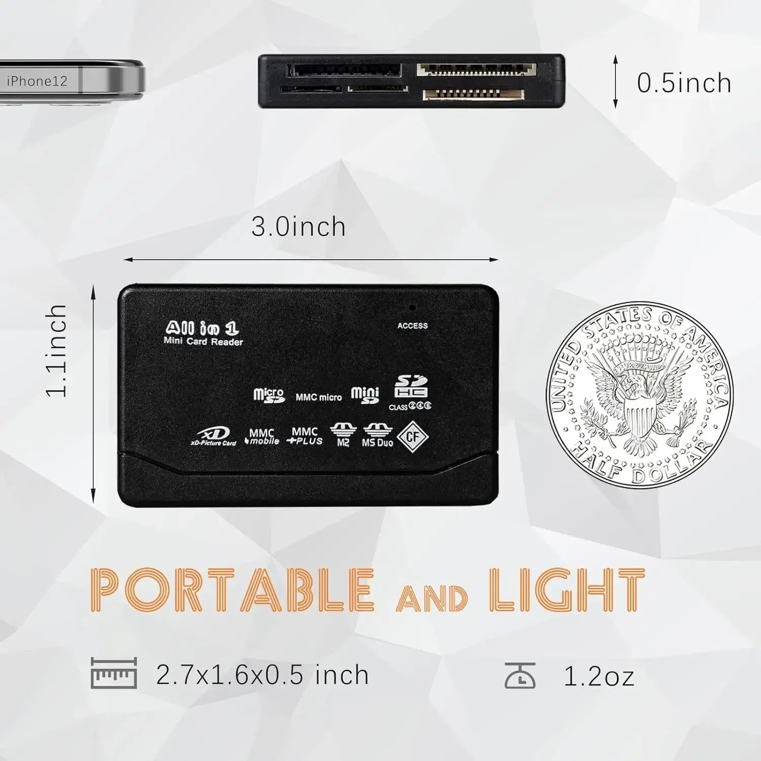 All In One Memory Card Reader USB External Cardreader SD SDHC Mini Micro M2 MMC XD CF Reader  For MP3, Digital Camera