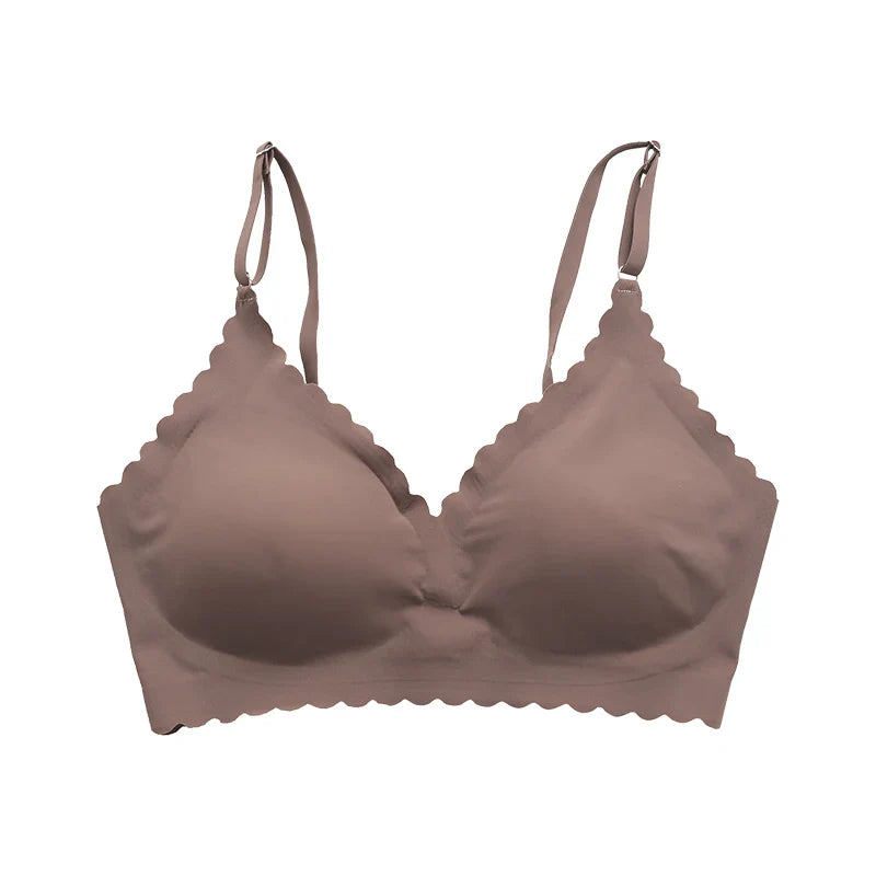 Hot Sale 9 Colors Comfy Bra WireFree Padded Wavy Edge Korea Laser Cutting Invisible Yoga Wear Ladies Bra Seamless Women Bra
