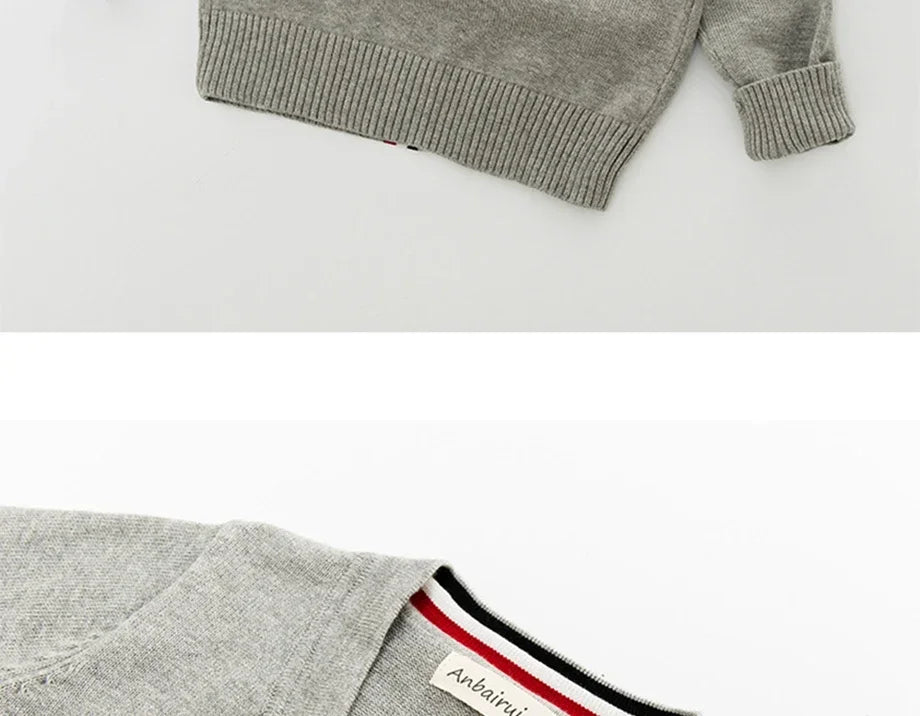 Kids Striped Knit Cardigan – Soft Cotton V-Neck Sweater for Boys & Girls, Warm Autumn Winter Knitwear