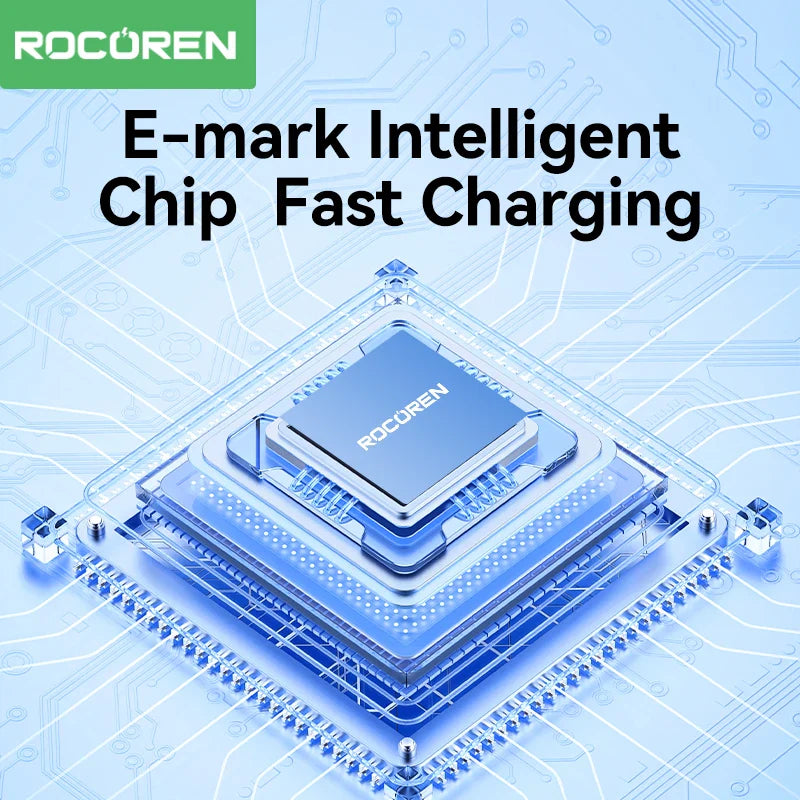 Rocoren 100W USB C to Type C Fast Charging Charger Cable 5A USB-C Cord PD 3.1 High Power Quick Charging For MacBook iPad iPhone